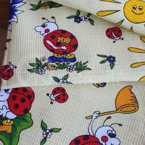 Cotton waffle surface kitchen towel "Boružėlės"